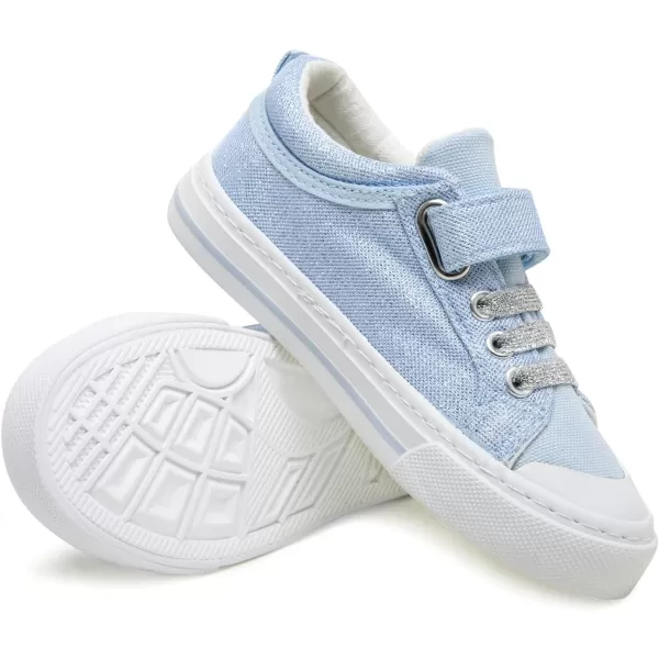 imageToandonToddler Kids Sneakers Sparkle Fashion Glitter Sequins Canvas ShoesGlitter Blue With Buckle