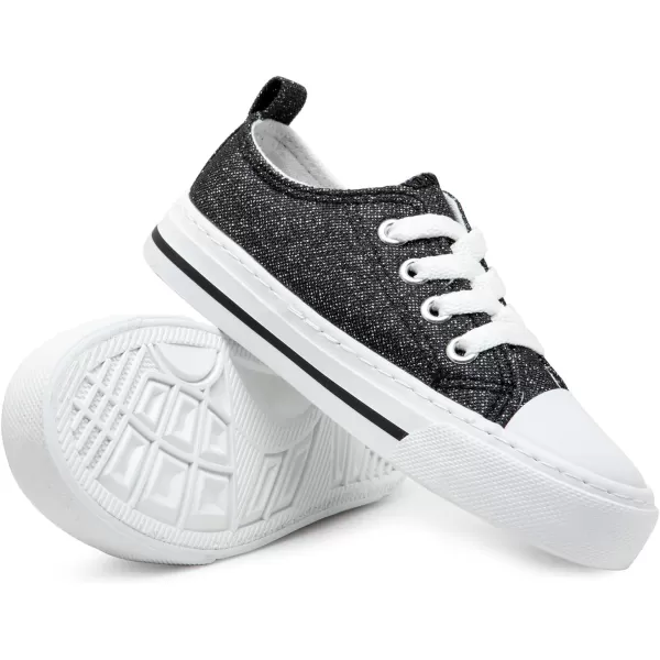 imageToandonToddler Kids Sneakers Sparkle Fashion Glitter Sequins Canvas ShoesGlitterblack