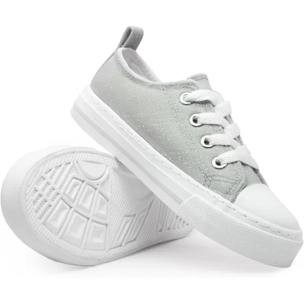 imageToandonToddler Kids Sneakers Sparkle Fashion Glitter Sequins Canvas ShoesGlittergrey