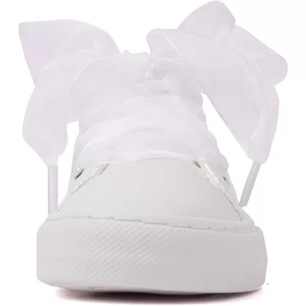 imageToandonToddler Kids Sneakers Sparkle Fashion Glitter Sequins Canvas ShoesPearl Ribbon White