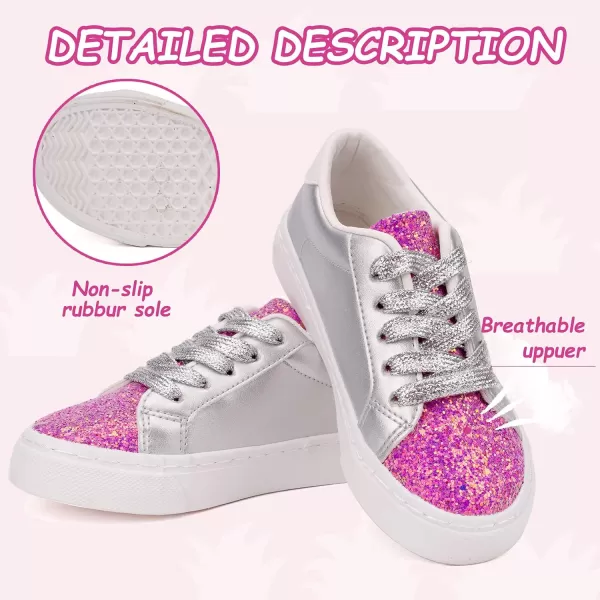 imageToandonToddler Kids Sneakers Sparkle Fashion Glitter Sequins Canvas ShoesPink Sliver