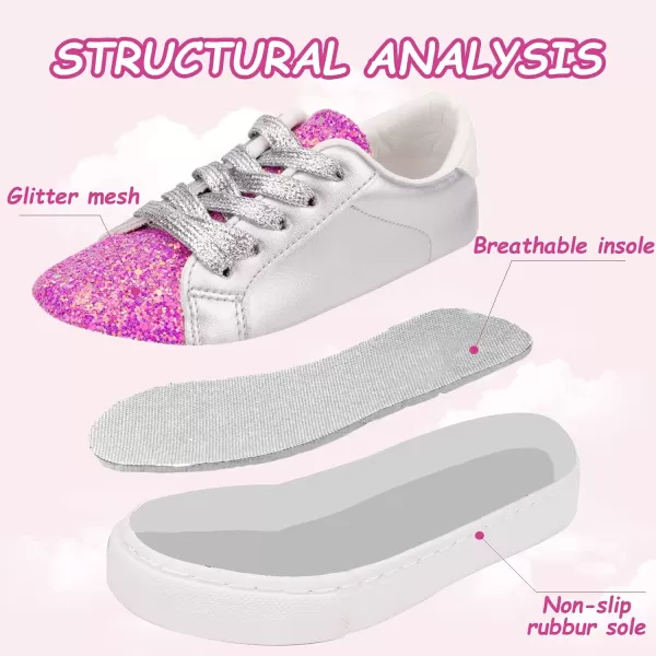 imageToandonToddler Kids Sneakers Sparkle Fashion Glitter Sequins Canvas ShoesPink Sliver