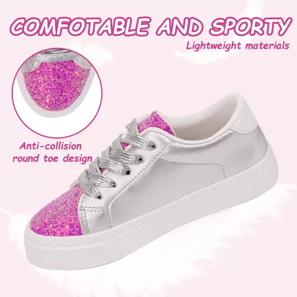 imageToandonToddler Kids Sneakers Sparkle Fashion Glitter Sequins Canvas ShoesPink Sliver