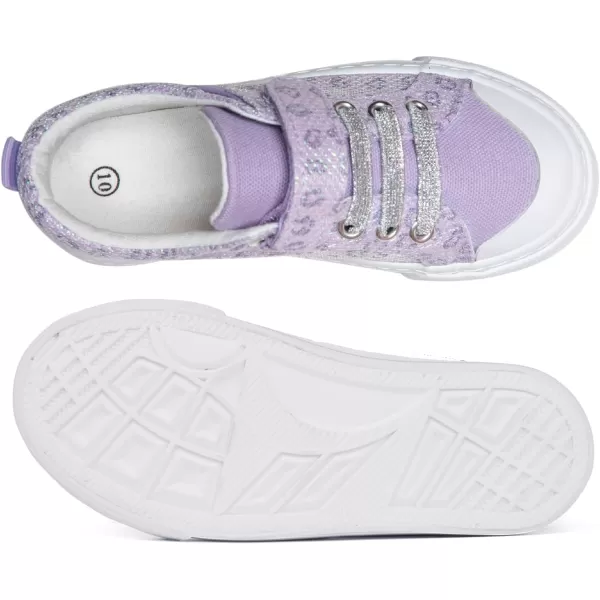 imageToandonToddler Kids Sneakers Sparkle Fashion Glitter Sequins Canvas ShoesPurple Leopard