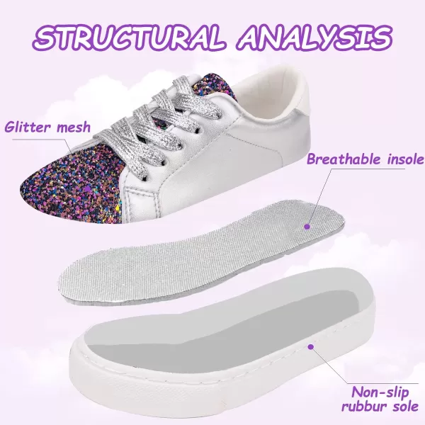 imageToandonToddler Kids Sneakers Sparkle Fashion Glitter Sequins Canvas ShoesPurple Sliver