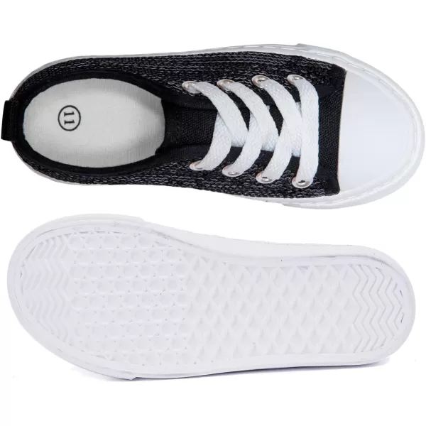 imageToandonToddler Kids Sneakers Sparkle Fashion Glitter Sequins Canvas ShoesSequins Black