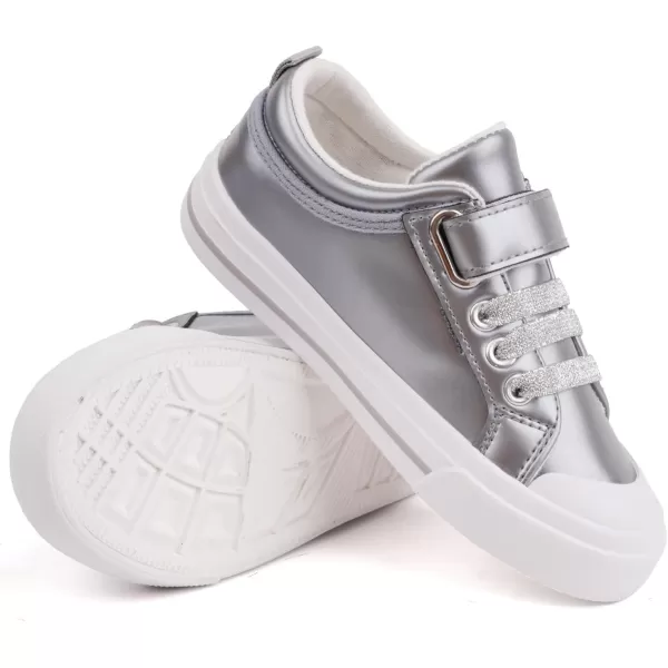 imageToandonToddler Kids Sneakers Sparkle Fashion Glitter Sequins Canvas ShoesSilver Grey