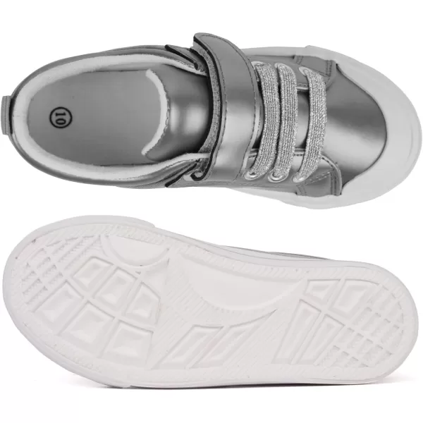 imageToandonToddler Kids Sneakers Sparkle Fashion Glitter Sequins Canvas ShoesSilver Grey