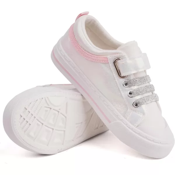 imageToandonToddler Kids Sneakers Sparkle Fashion Glitter Sequins Canvas ShoesWhite Pink Star
