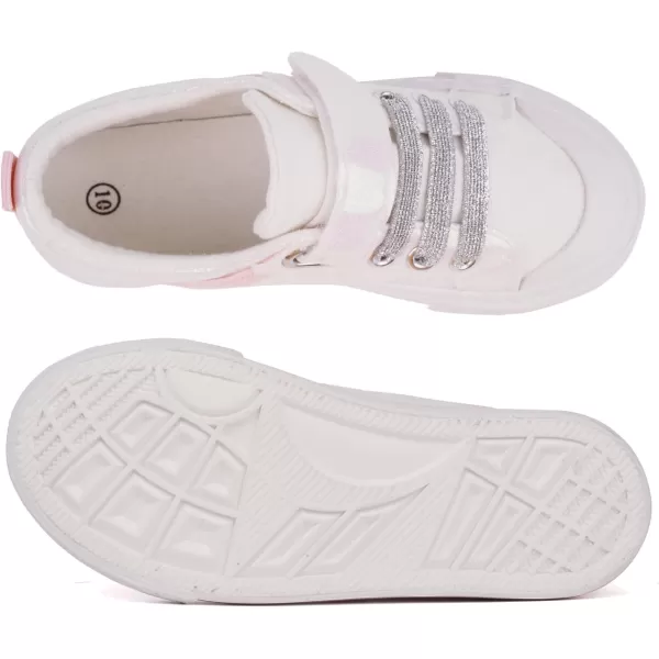 imageToandonToddler Kids Sneakers Sparkle Fashion Glitter Sequins Canvas ShoesWhite Pink Star