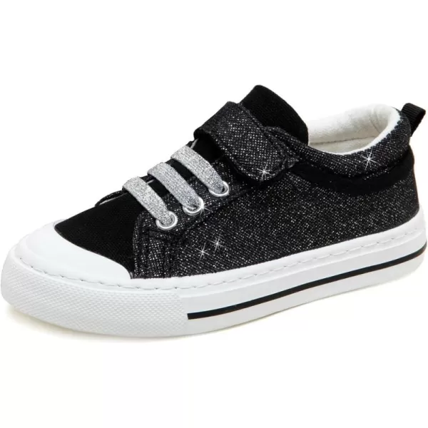 imageToandonToddler Kids Sneakers Sparkle Fashion Glitter Sequins Canvas ShoesGlitter Black With Buckle