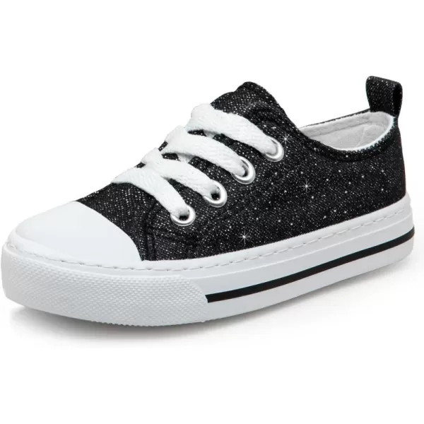 imageToandonToddler Kids Sneakers Sparkle Fashion Glitter Sequins Canvas ShoesGlitterblack