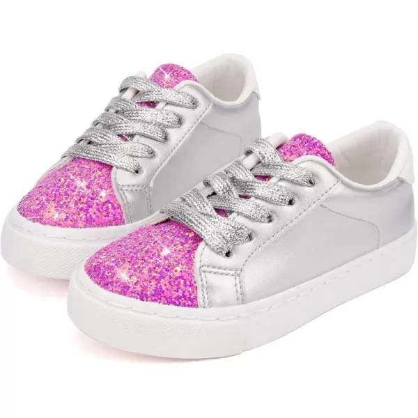 imageToandonToddler Kids Sneakers Sparkle Fashion Glitter Sequins Canvas ShoesPink Sliver