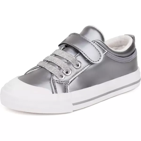 imageToandonToddler Kids Sneakers Sparkle Fashion Glitter Sequins Canvas ShoesSilver Grey