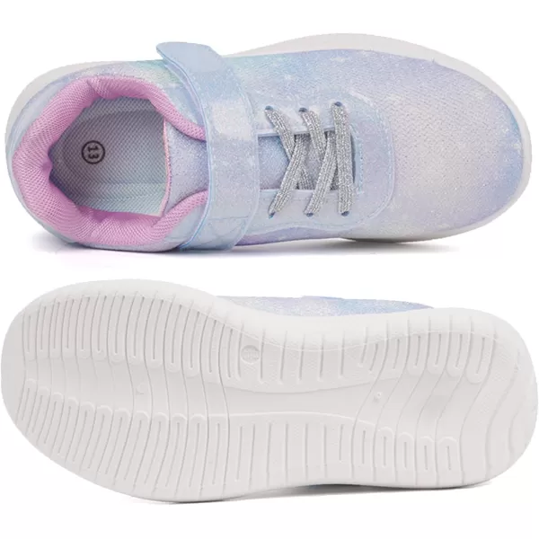 imageToandon Girls Boys Kids Lightwight Breathable Athletic Sport SneakersGlitter Blue Mesh