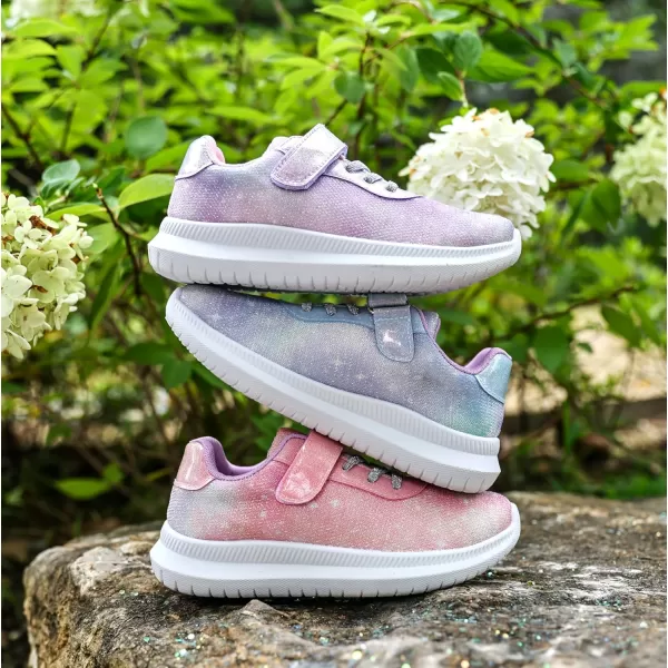 imageToandon Girls Boys Kids Lightwight Breathable Athletic Sport SneakersGlitter Pink Mesh