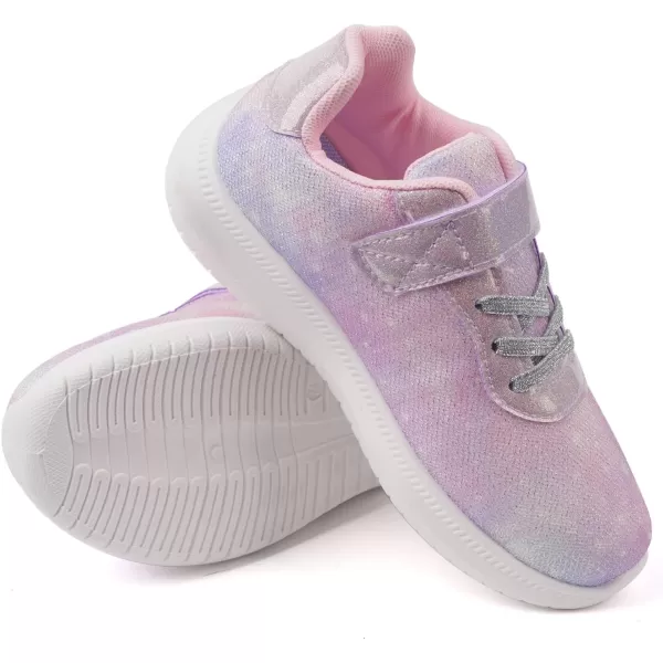 imageToandon Girls Boys Kids Lightwight Breathable Athletic Sport SneakersGlitter Purple Mesh