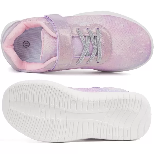 imageToandon Girls Boys Kids Lightwight Breathable Athletic Sport SneakersGlitter Purple Mesh