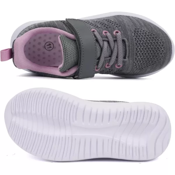 imageToandon Girls Boys Kids Lightwight Breathable Athletic Sport SneakersGrey Purple