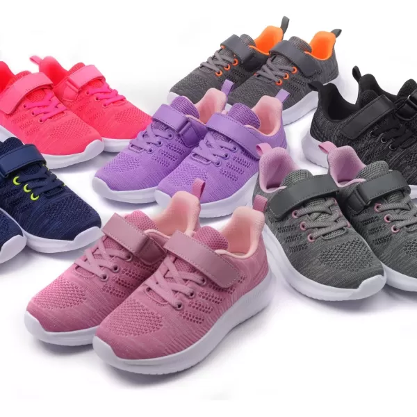 imageToandon Girls Boys Kids Lightwight Breathable Athletic Sport SneakersGrey Purple