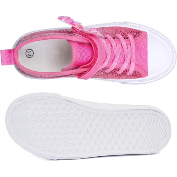 imageToandon Kids Adorable Fashion High Top Casual Canvas SneakersGlitter Pink