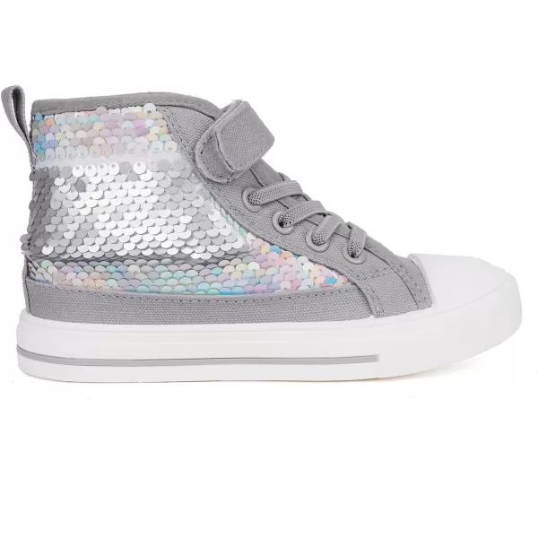 imageToandon Kids Adorable Fashion High Top Casual Canvas SneakersGrey Sequins