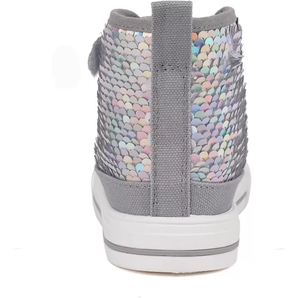 imageToandon Kids Adorable Fashion High Top Casual Canvas SneakersGrey Sequins