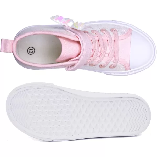 imageToandon Kids Adorable Fashion High Top Casual Canvas SneakersPink Butterfly