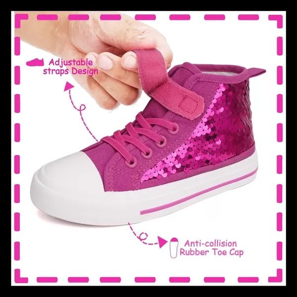 imageToandon Kids Adorable Fashion High Top Casual Canvas SneakersPink Sequins