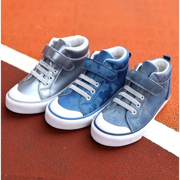imageToandon Kids Adorable Fashion High Top Casual Canvas SneakersPu Camo Blue