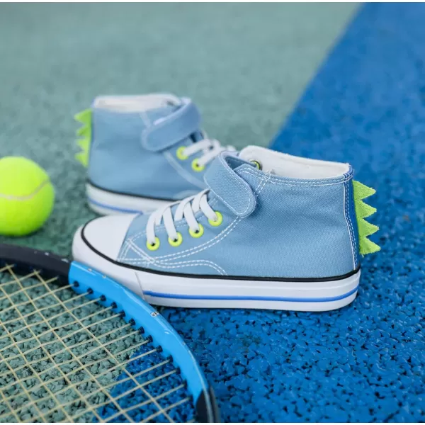 imageToandon Kids Adorable Fashion High Top Casual Canvas SneakersShark Fin Blue