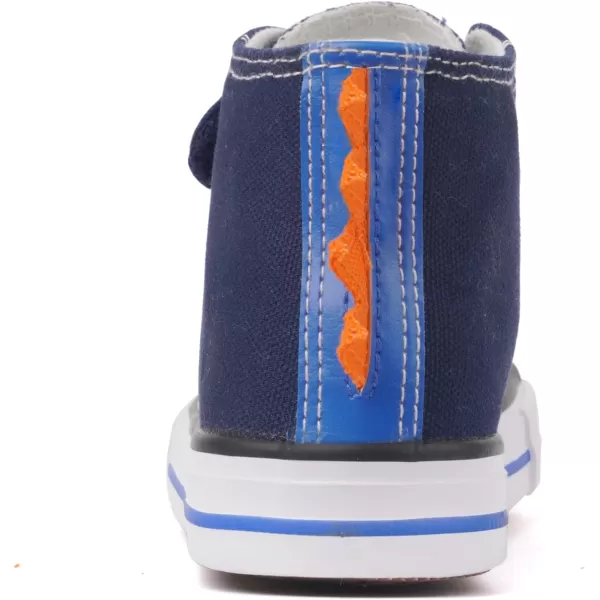 imageToandon Kids Adorable Fashion High Top Casual Canvas SneakersShark Fin Navy