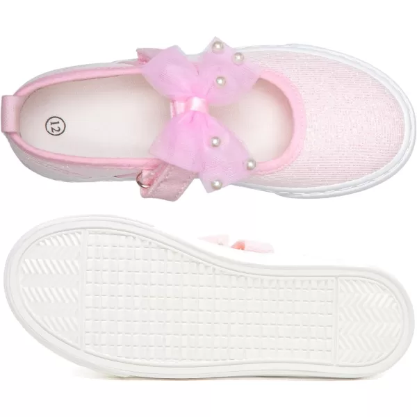 imageToandon Toddler Girls Sparkle Glitter Flats Sneakers Age 310Glitter Pink Bowknot