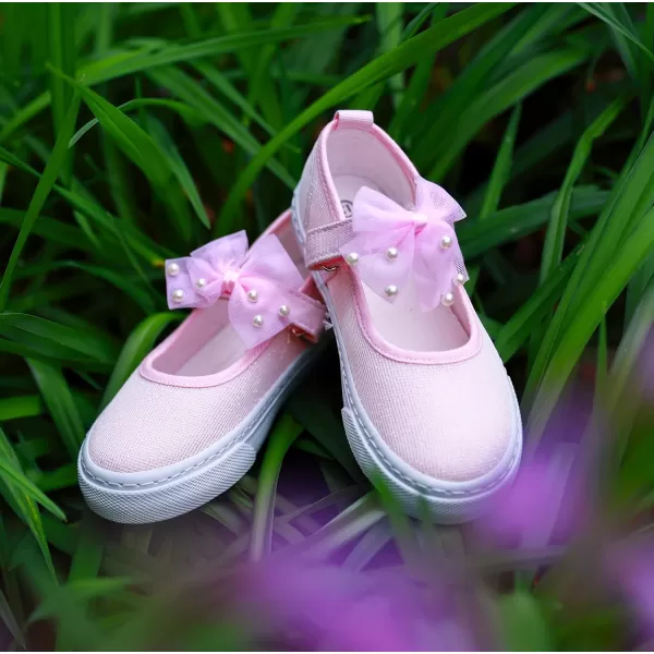 imageToandon Toddler Girls Sparkle Glitter Flats Sneakers Age 310Glitter Pink Bowknot