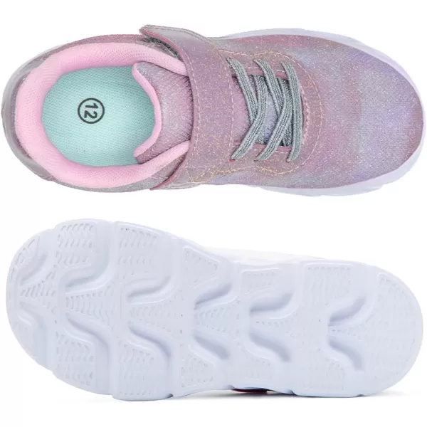 imageToandon Toddler Kids Sparkle Breathable Lightweight Sneakers Light Up by StepGlitter Purple