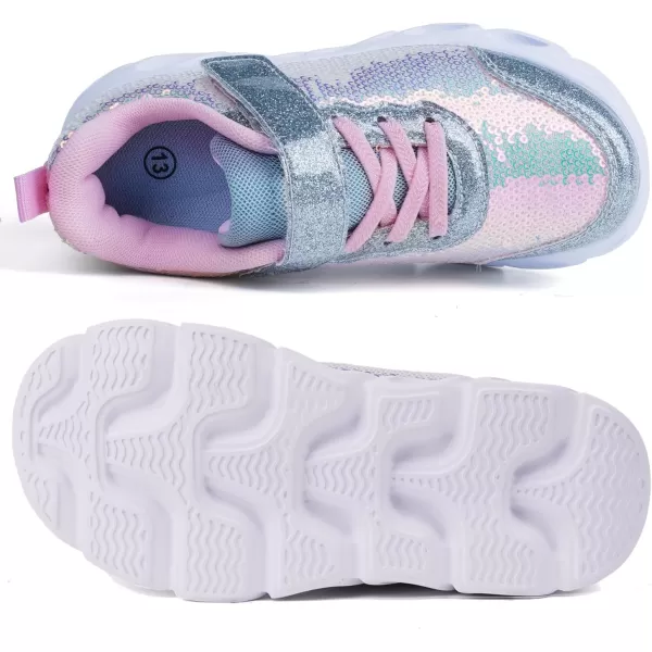 imageToandon Toddler Kids Sparkle Breathable Lightweight Sneakers Light Up by StepSequins Blue