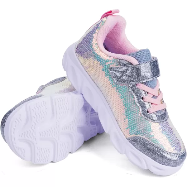 imageToandon Toddler Kids Sparkle Breathable Lightweight Sneakers Light Up by StepSequins Blue