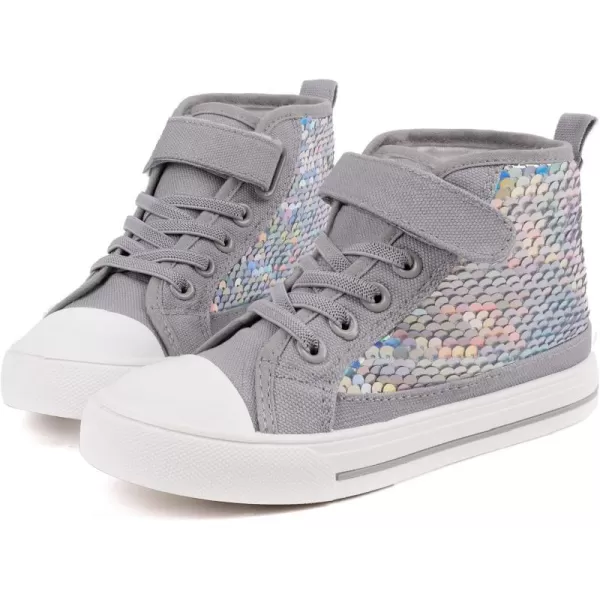 imageToandon Kids Adorable Fashion High Top Casual Canvas SneakersGrey Sequins