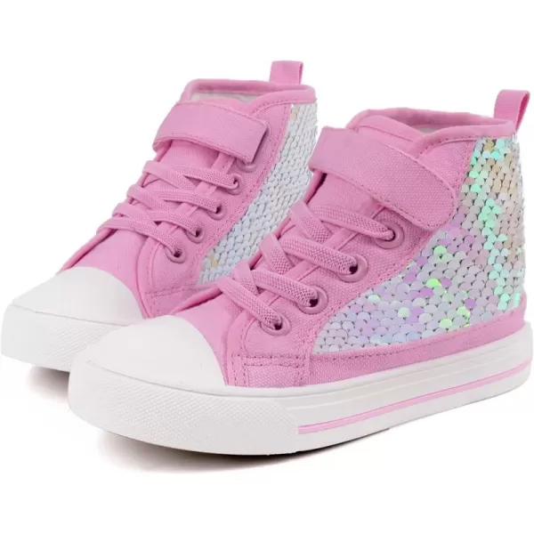 imageToandon Kids Adorable Fashion High Top Casual Canvas SneakersLight Pink
