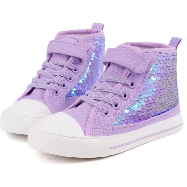 imageToandon Kids Adorable Fashion High Top Casual Canvas SneakersLight Purple