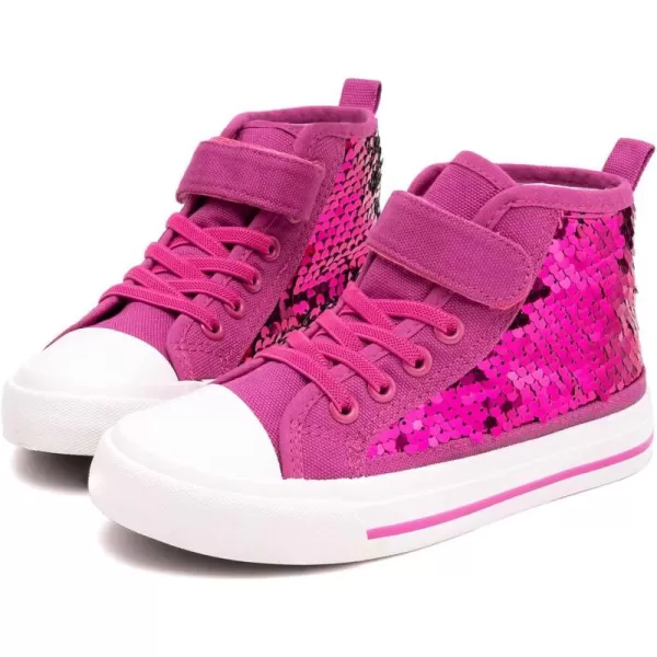imageToandon Kids Adorable Fashion High Top Casual Canvas SneakersPink Sequins