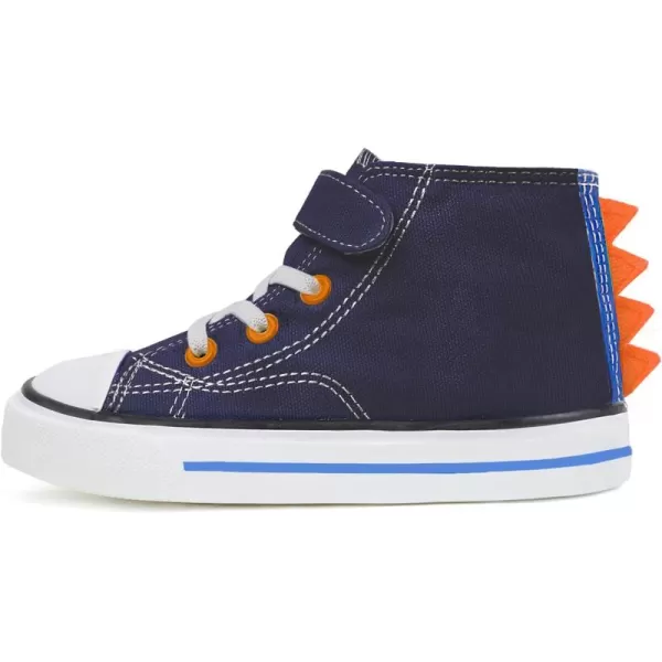 imageToandon Kids Adorable Fashion High Top Casual Canvas SneakersShark Fin Navy