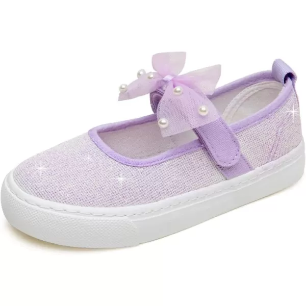 imageToandon Toddler Girls Sparkle Glitter Flats Sneakers Age 310Glitter Purple Bowknot