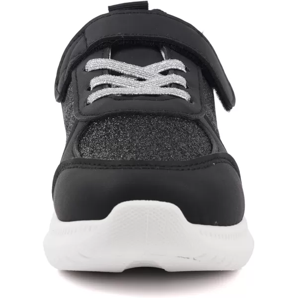 imageToandon Toddler Kids Sneakers Sparkle Fashion Glitter Sequins Canvas ShoesGlitter Black Pu