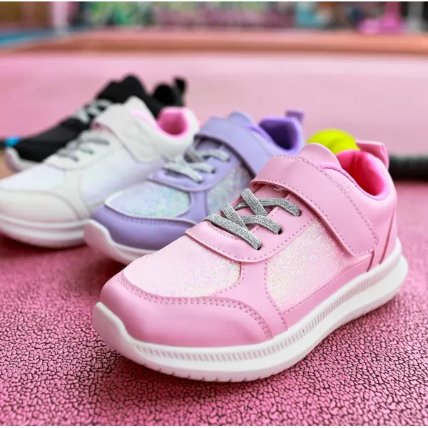 imageToandon Toddler Kids Sneakers Sparkle Fashion Glitter Sequins Canvas ShoesGlitter Pink Pu