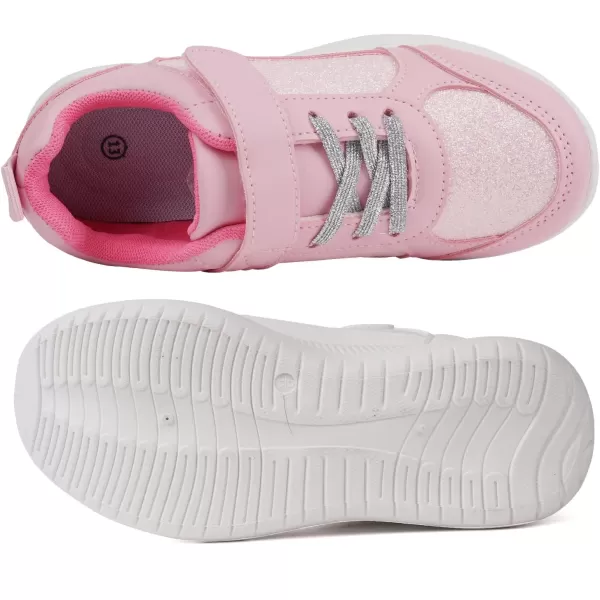 imageToandon Toddler Kids Sneakers Sparkle Fashion Glitter Sequins Canvas ShoesGlitter Pink Pu