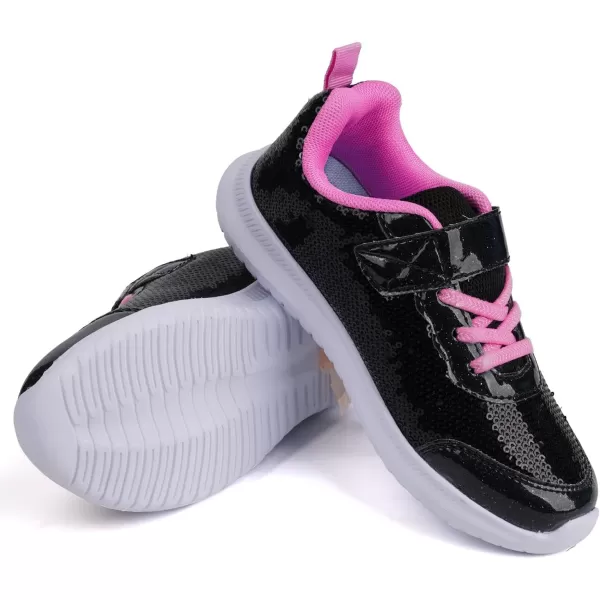 imageToandon Toddler Kids Sneakers Sparkle Fashion Glitter Sequins Canvas ShoesSequins Black