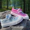 imageToandon Toddler Kids Sneakers Glitter Walking Shoes with Hoop and Loop Age 157Butterfly Purple