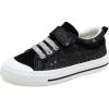 imageToandon Toddler Kids Sneakers Glitter Walking Shoes with Hoop and Loop Age 157Glitter Black With Buckle