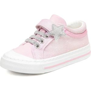imageToandon Toddler Kids Sneakers Glitter Walking Shoes with Hoop and Loop Age 157Starpink